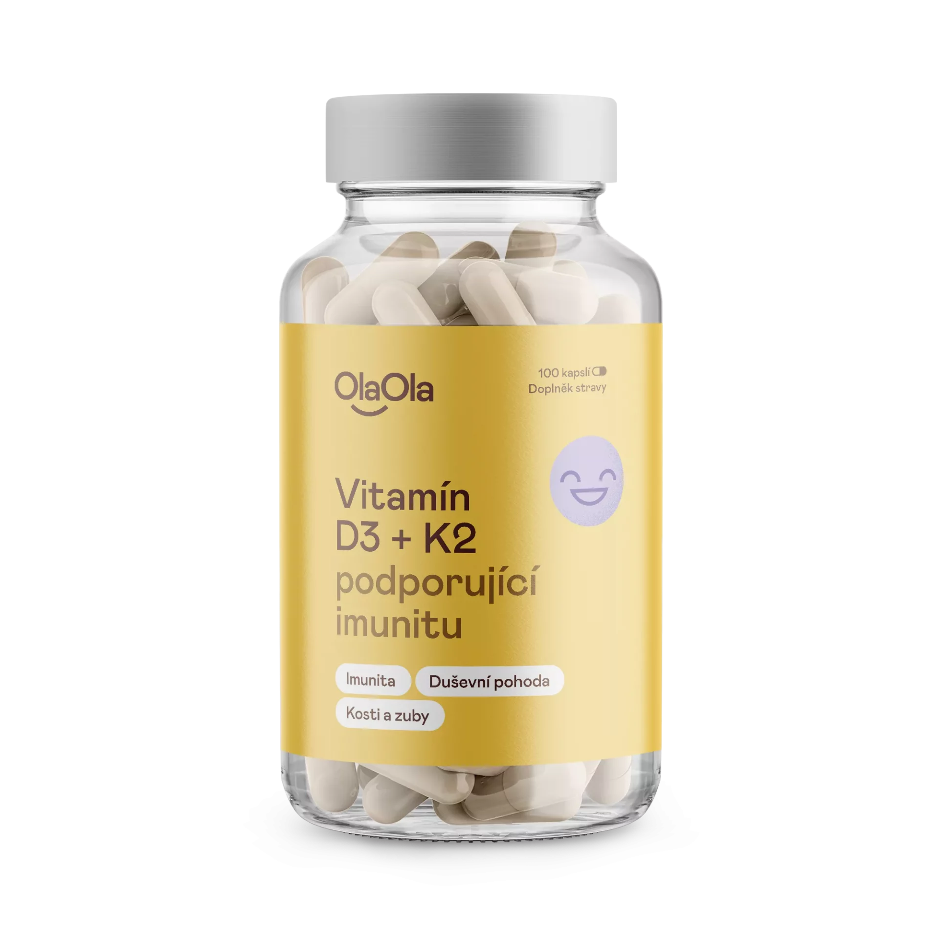 OlaOla Vitamíny D3 (1000 IU) a K2 podporující imunitu - 100 kapslí
